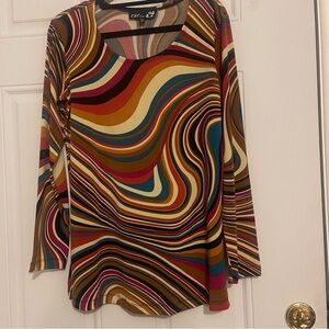 ❤️2/$15 or 3/$21❤️ CSC Studios Retro Swirled Long Sleeve Top, Size XS